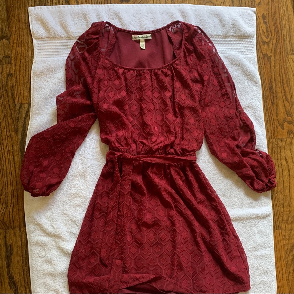 Burgundy split sleeve dress